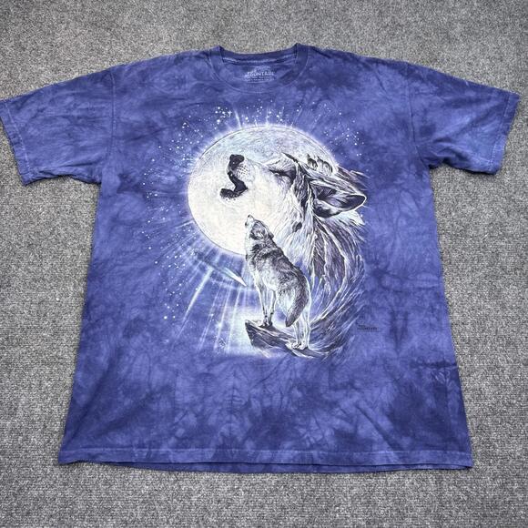 The Mountain Wolves T Shirt Adult Size XL Blue Tie Dye Vintage Y2K Style Tee - Picture 1 of 10
